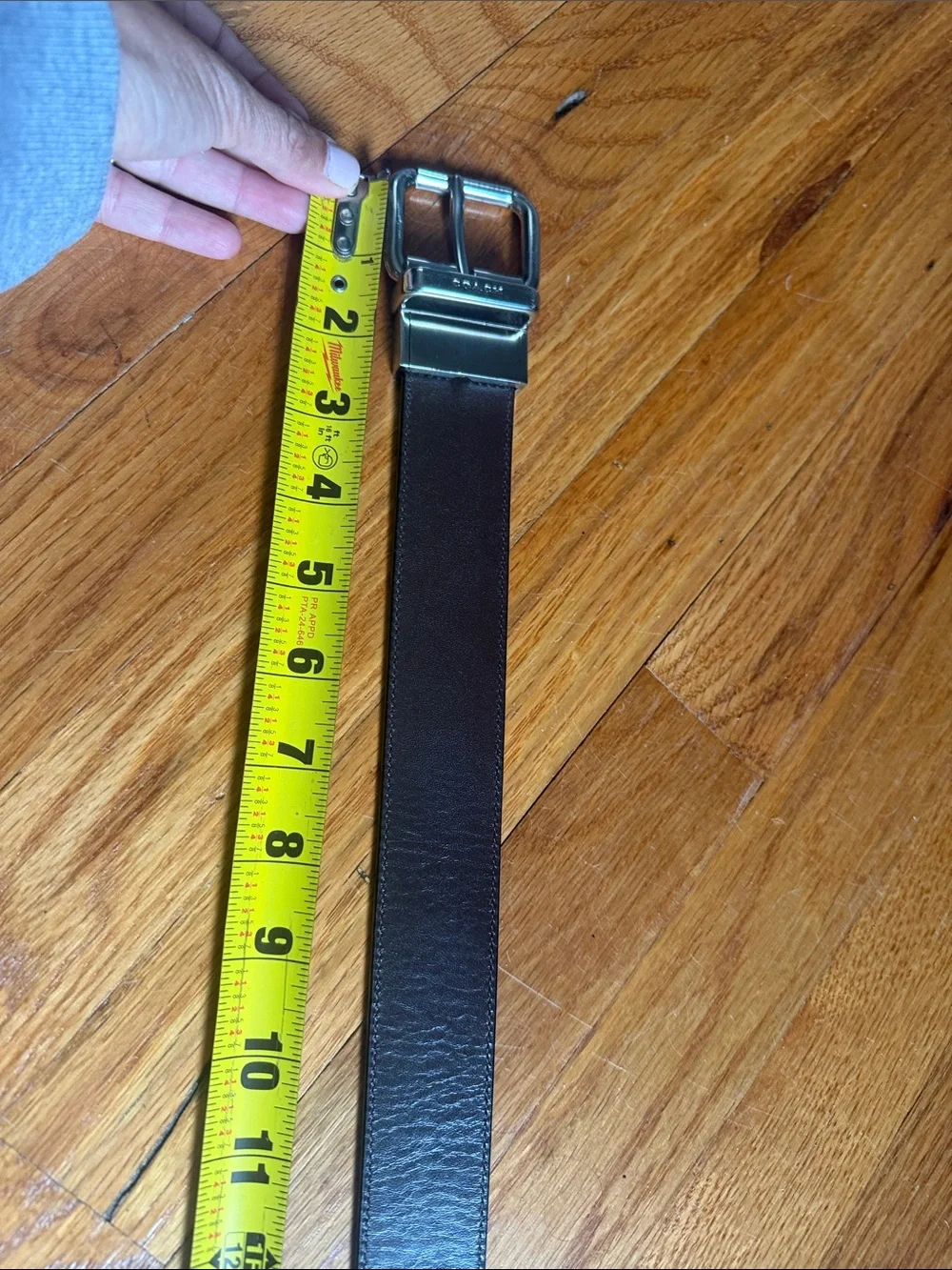 Coach Reversible Leather Belt in Blue and Brown with Nickel Tone Buckle